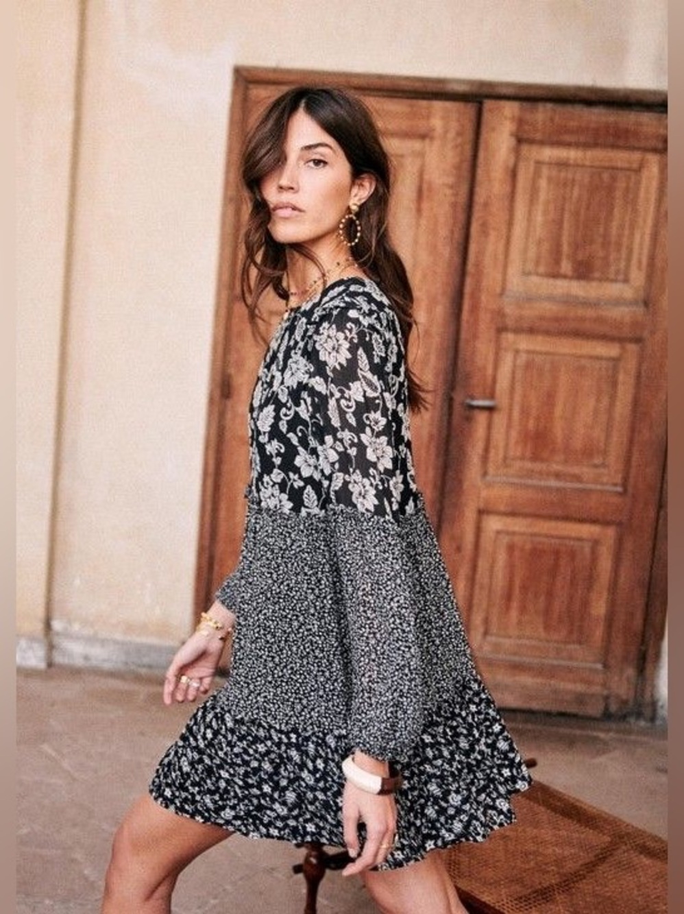 Sezane Silk Blend Mini Dress
